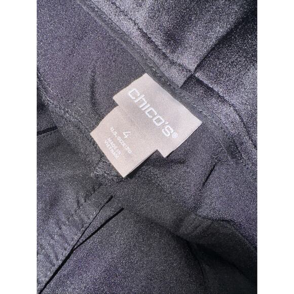 Chico's Plus Size Women's 4 Black Cropped pants with belt cargo pocket satin - Picture 6 of 8